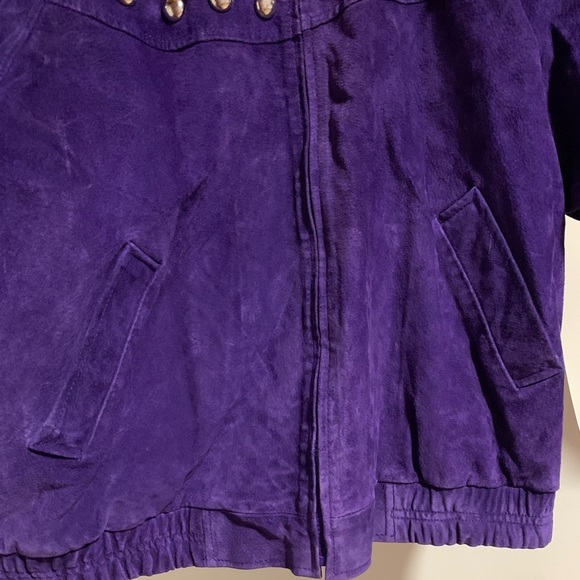 Vintage Atlantic Beach Leather Coat works bright purple suede leather jacket - Picture 5 of 11